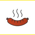 Steaming sausage color icon