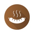 Steaming sausage flat design long shadow icon