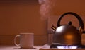 Steaming tea kettle Royalty Free Stock Photo