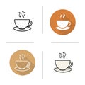 Steaming teacup on plate icon