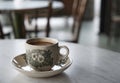 Traditional chinese nanyang style coffee on nanyang kopitiam background