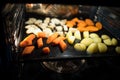 Steaming vegetables in a combisteam oven Royalty Free Stock Photo