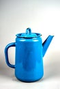 Steaming Vintage Coffee Pot .Antique Blue Kettle Royalty Free Stock Photo