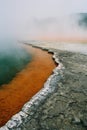 Steaming volcanic lake