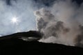 Steaming Volcano etna in Sicily in the morning sun Royalty Free Stock Photo