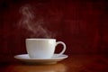 Steaming white cup of coffee or tea Royalty Free Stock Photo