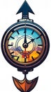 Steampunk Adventure Compass Clock Illustration Royalty Free Stock Photo