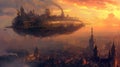 Steampunk Airships in a Sunset Sky. Resplendent.