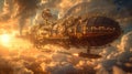 Steampunk Airships in a Sunset Sky. Resplendent.