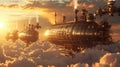 Steampunk Airships in a Sunset Sky. Resplendent.