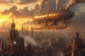 Steampunk Airships in a Sunset Sky. Resplendent.