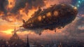 Steampunk Airships in a Sunset Sky. Resplendent.