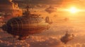 Steampunk Airships in a Sunset Sky. Resplendent.