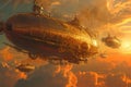 Steampunk Airships in a Sunset Sky. Resplendent.