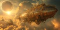 Steampunk Airships in a Sunset Sky. Resplendent.