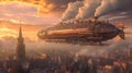 Steampunk Airships in a Sunset Sky. Resplendent.