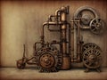 Steampunk ancient machine, Generative AI Illustration