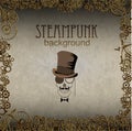 Steampunk art skull. Template steampunk design for card. Vector