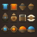 steampunk asset for your mobile game, retro futuristic mechanical objects collection