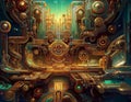 Steampunk Background Futuristic Glitch Texture with Modern Tech Aesthetic