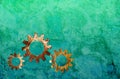 Steampunk background with gear icons