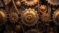 Steampunk background. Gears and cogwheels. Close up. Royalty Free Stock Photo