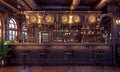 Steampunk Bar with many bottles generative image Royalty Free Stock Photo