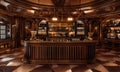 Steampunk Bar with many bottles End View Royalty Free Stock Photo