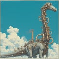 Steampunk Brachiosaurus Towering and Noble - Stock Image