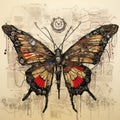 Steampunk Butterfly: A Dark And Detailed Artwork By Michine Walker Royalty Free Stock Photo