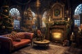 Steampunk christmas room. Generate Ai