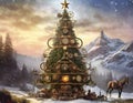 Steampunk Christmas tree illustration