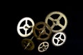 Steampunk Clock Cogs on Black Background Royalty Free Stock Photo