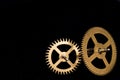 Steampunk Clock Cogs on Black Background