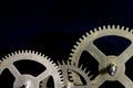 Steampunk Clock Cogs on Black Background Royalty Free Stock Photo
