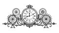 Steampunk Clocks and Gears Decorative Arrangement, vector design Generative AI Royalty Free Stock Photo