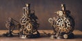 Steampunk Clockwork: An intricate mechanism blending gears, cogs, vintage brass elements, evoking Victorian-era Royalty Free Stock Photo