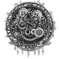 Steampunk clockwork universe. Generative AI. Royalty Free Stock Photo