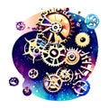 Steampunk clockwork universe. Generative AI. Royalty Free Stock Photo