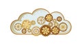 Steampunk Cloud Gears Icon, Industrial Art Vector, vector design Generative AI Royalty Free Stock Photo