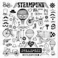 Steampunk collection, hand drawn vector illustration