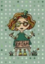 Steampunk cute girl crafting her dream box