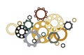 Steampunk different gear wheels on a white background for design, vector image Royalty Free Stock Photo