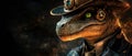 STEAMPUNK DINOSAUR WEARING A HAT WITH GOGGLES Royalty Free Stock Photo