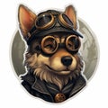 Steampunk Dog Sticker: German Shepherd In Dieselpunk Outfit