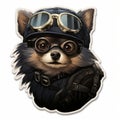 Steampunk Dog Sticker: Yorkshire Terrier In Dieselpunk Outfit