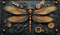 Steampunk Dragonfly Art with Gears and Mechanical Elements in Intricate Design Royalty Free Stock Photo