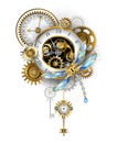 Steampunk dragonfly with clock on white background Royalty Free Stock Photo