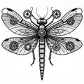 Steampunk Dragonfly Mechanical Insect Illustration Royalty Free Stock Photo