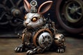 Steampunk Easter rabbit. Generate ai Royalty Free Stock Photo